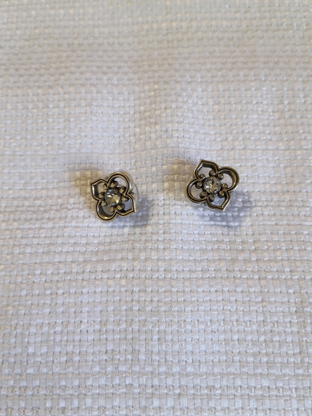 Brighton Silver Floral Pave Stud Earrings - White/Silver